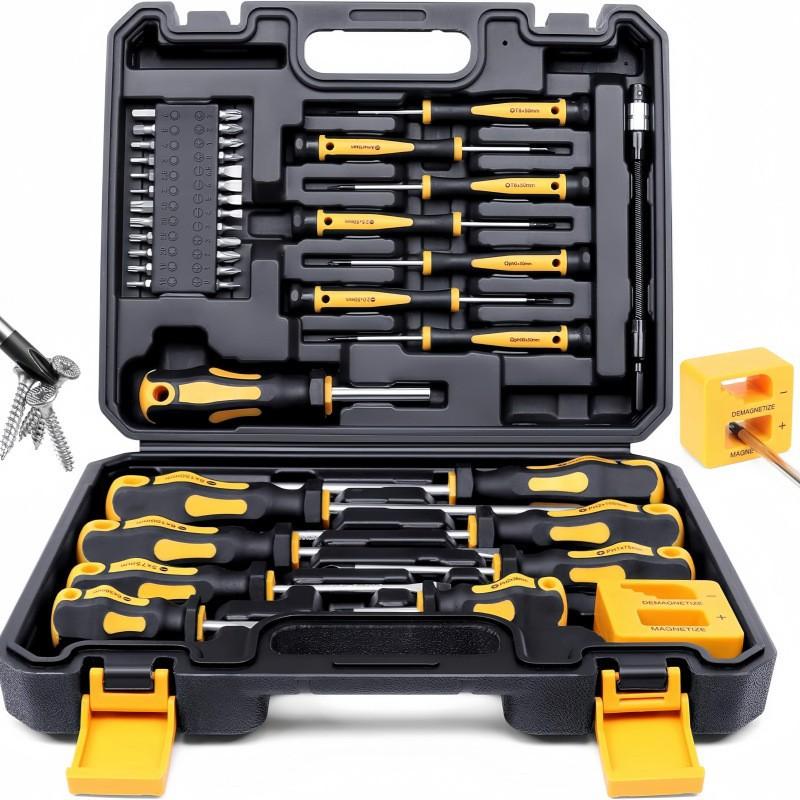 43Pcs Magnetic Screwdriver Bit Set with Demagnetizer Strong Magnet Manual Repair Tool Kit