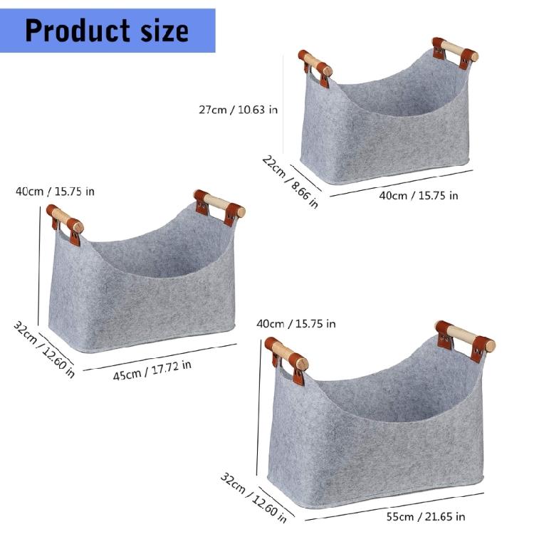 Functional Felt Firewood Holder Multipurpose Felt Shopper Handheld Bag For Firewood, Groceries And Storage Needs