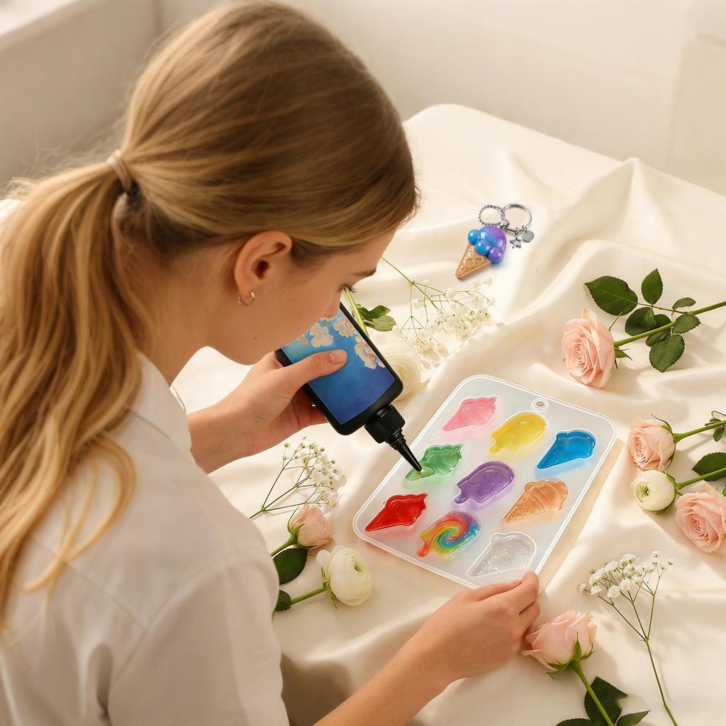 Matriță Silicon Formă Înghețată 9 Cavități Matriță Rășină pentru Pandantiv Chei DIY Bijuterii Fondant Dulciuri Artizanat Coacere