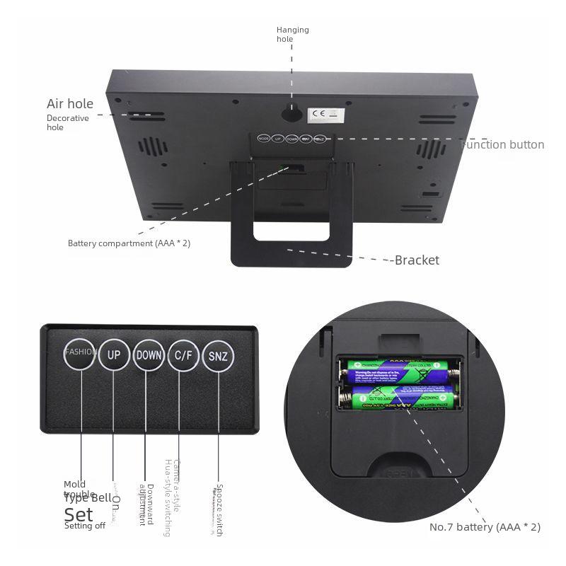 Silent Minimalist European & American Wall Clock with HD LCD Display