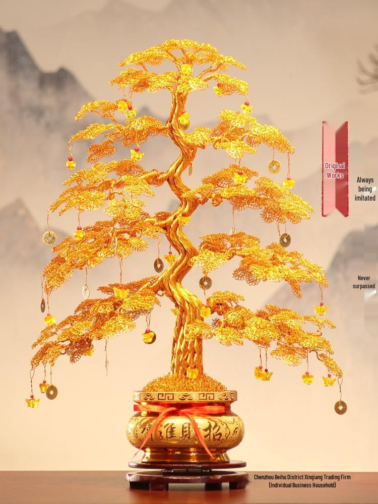 Handcrafted Woven Money Tree Home Décor - Wealth-Attracting Gift for Housewarming or New Beginnings