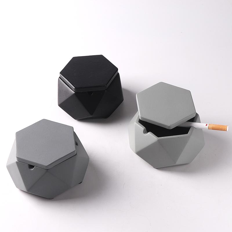 Ashtray Ins Wind Simple Modern with Cover Home Living Room Creative Personality Trend Anti-flying Ashtray