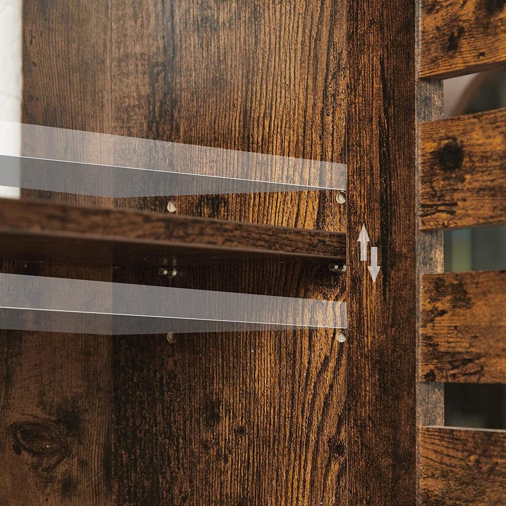VASAGLE Wall Cabinet, Hanging Bathroom Storage Cabinet, Medicine Cupboard with Adjustable Shelf, Double Shutter Doors and Open Shelf, 60 x 20 x 70 cm