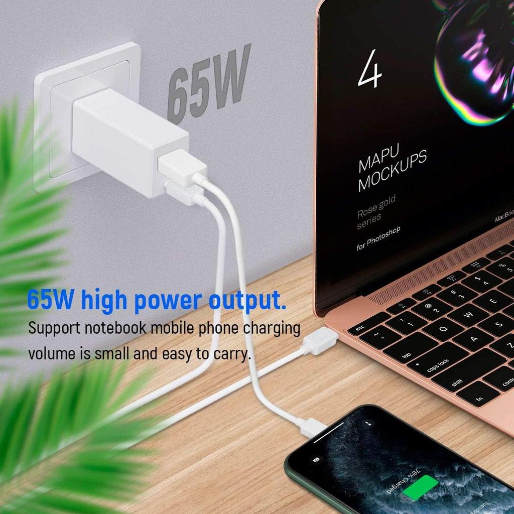 GaN Tech 65W Dual Port PD Wall Charger