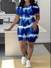 Butterfly European and American Women's Clothing Coconut Tree Printing T-Shirt Shorts Set Sports Suit