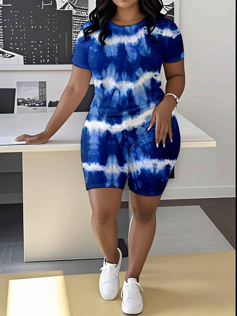 Butterfly European and American Women's Clothing Coconut Tree Printing T-Shirt Shorts Set Sports Suit