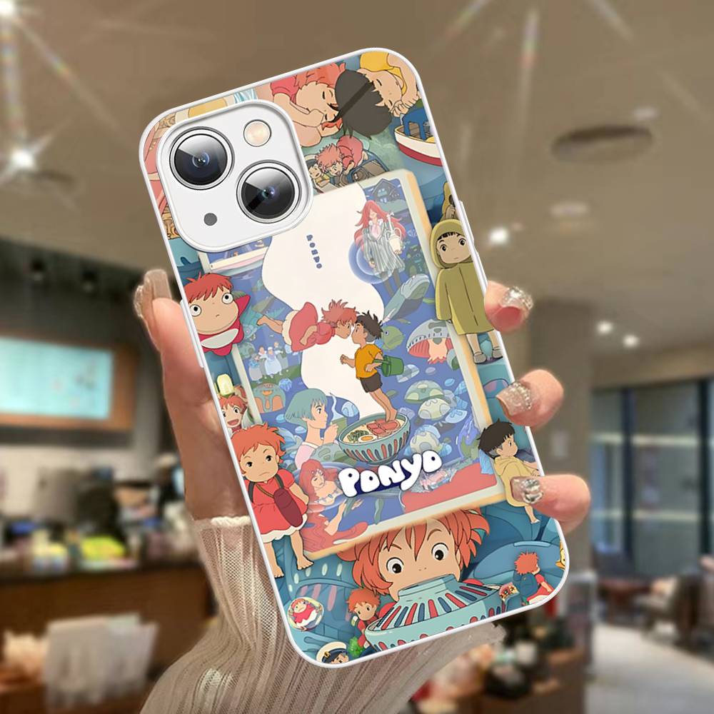 Cute P-Ponyo Movie On The Cliff Tempered Glass For Iphone 14 13 12 11 Pro Mini XS MAX 14Plus X XS XR Cover