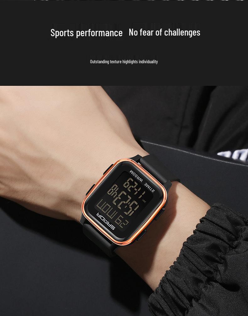 Sanda Men's Multifunctional Square Sport Chronograph Waterproof Watch 