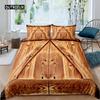Set Copripiumino Porta Fienile in Legno Misura King Occidentale Set Biancheria da Letto Rustico Asse di Legno Stile Fattoria Country Poliestere