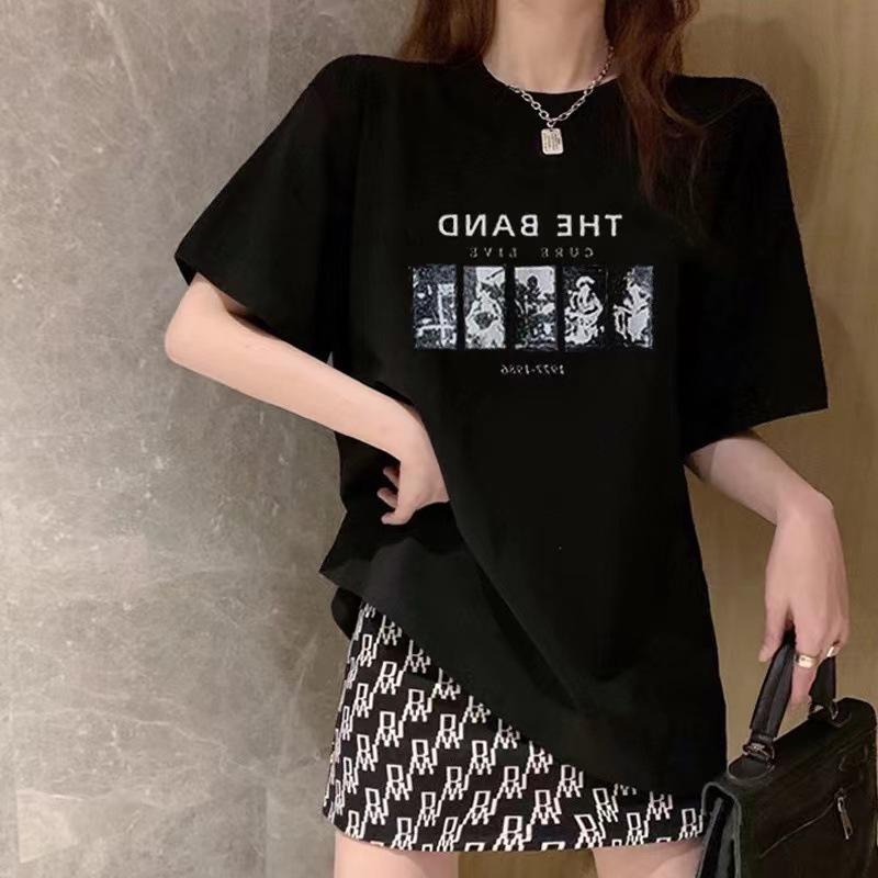 Women's Korean Style Loose Mid-Length Short Sleeve T-shirt, Summer 2026 Collection.