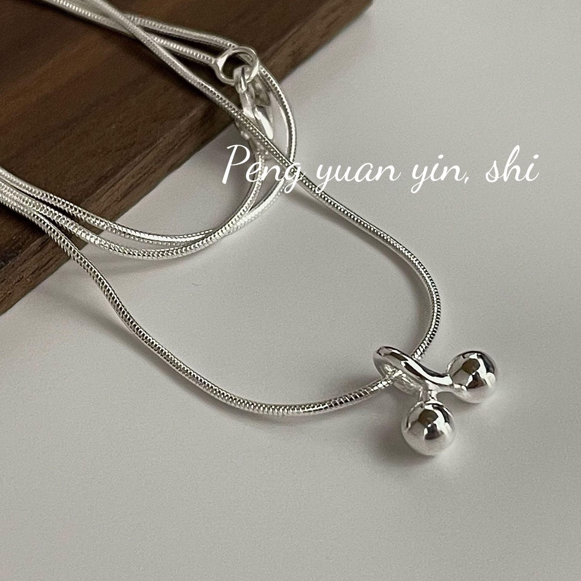 S925 Sterling Silver Minimalist Cherry Bead Necklace for Girls - Simple, Cool Clavicle Chain 925 Sterling Silver