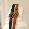 utumn and winter gold buckle leather thin belt women's design sense niche denim skirt dress versatile calf belt