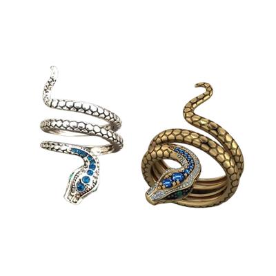 Ring Creative Snake-shaped Micro-inlaid Blue Zircon Unisex Ring