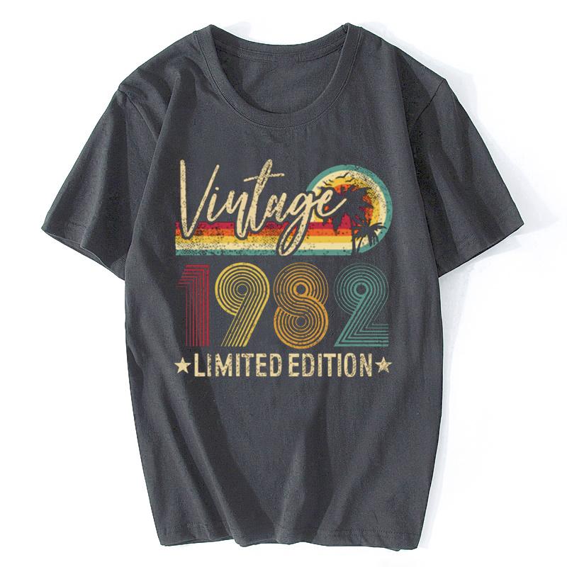 Vintage 1982 Limited Edition Print Men T Shirt Short Graphic Women Ladies T-Shirt Tops Funny Summer Cotton Tees