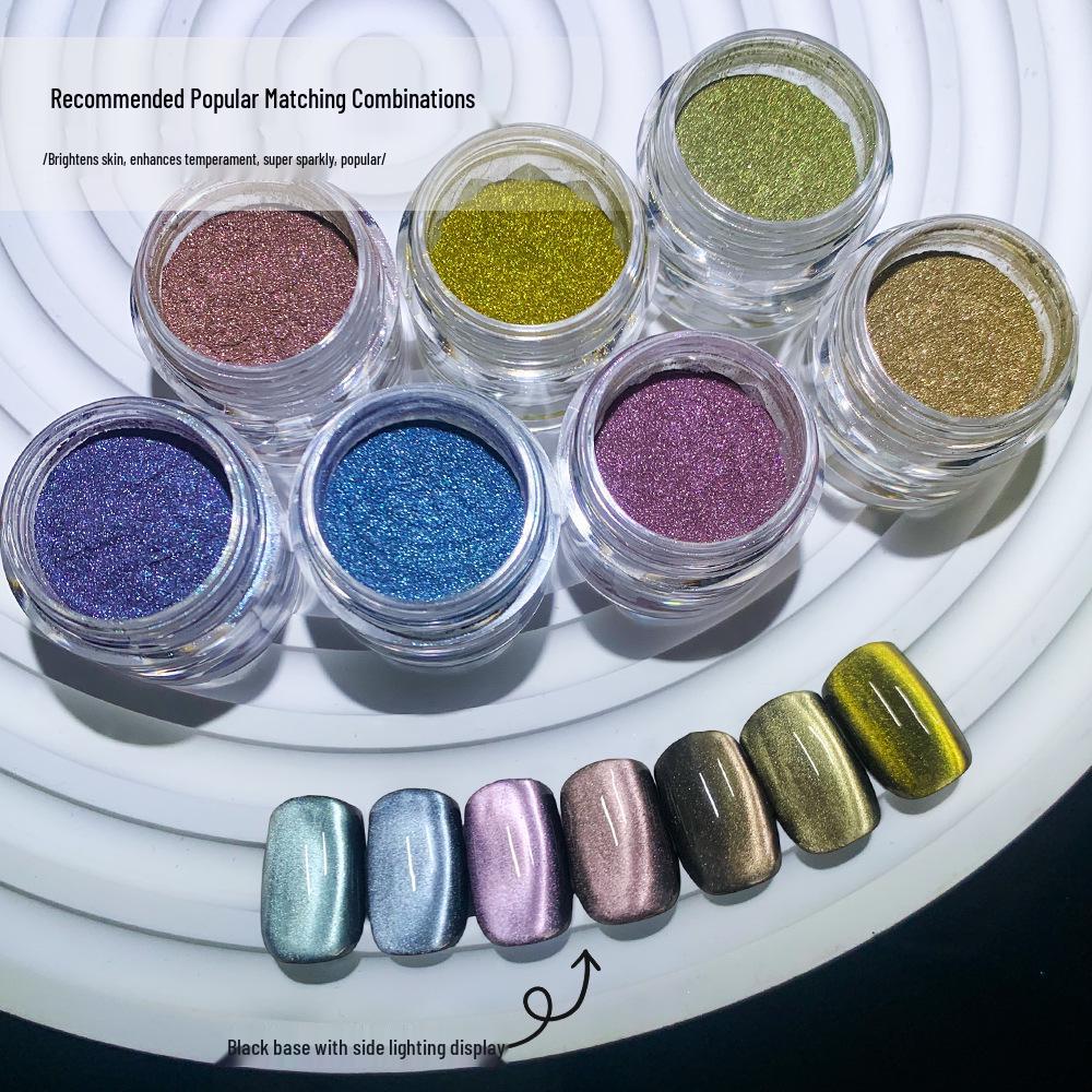 

Universal Porcelain White Cat Eye Glitter Powder - Crystal Bright, Versatile, Sparkly DIY Magnetic Nail Powder