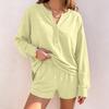 Women's Casual Long Sleeve Top and Shorts 2 Piece Set for Fall Winter