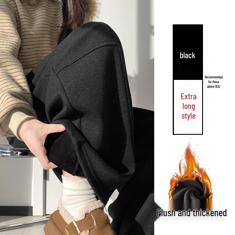 

Autumn Winter High-Waisted Wide-Leg Pants - Slimming, Loose, Plus Velvet Casual Trousers for Women Medium