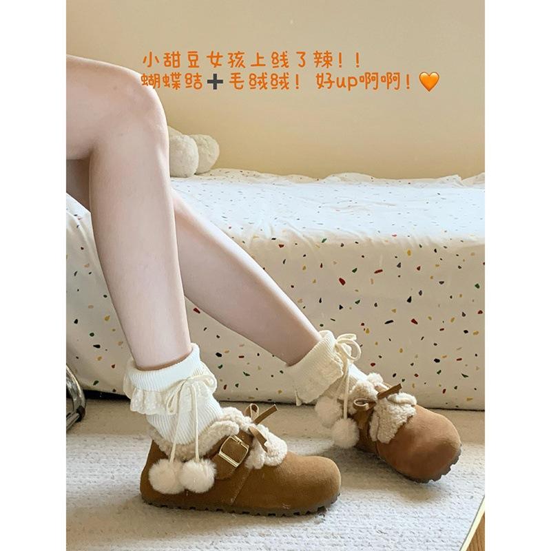 All-inclusive Soft-soled Boken Shoes Women's 2025 New Winter Velvet Snow Boots Retro Boken Single Shoes Thermal Cotton Shoes