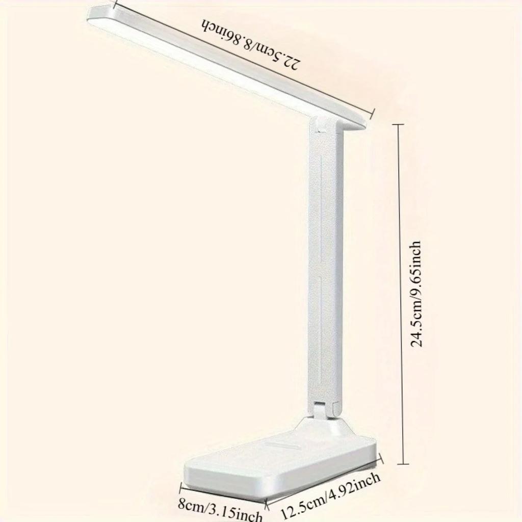 LED Touch Switch, White Folding Desk Lamp, Bedroom, Bedside, Study, Reading, Eye-protecting Night Light, USB Charging, Dimmable,