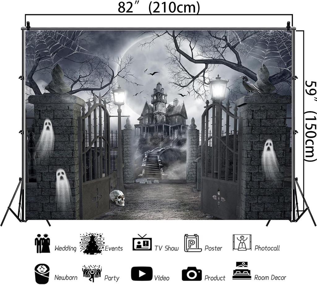 Halloween Hintergrund Banner Dekorationen für Fotografie 7x5Ft