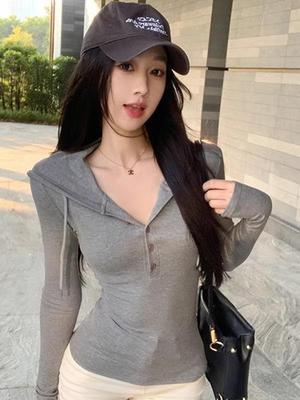 Autumn/Winter Pure Desire Style Women's Spicy Girl Cotton Hooded Crop Top with Slimming Design