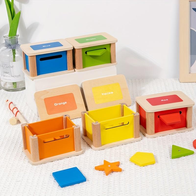 Baby Montessori Color Shape Sorting Toys Wooden Fine Motor Training Sensory Coin Box Magnetic Matching Games Educational Toys