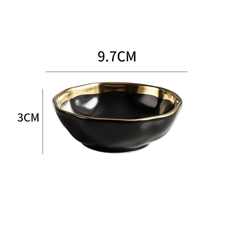 Irregular Gold-plated Edge Ceramic Steak Plate Salad Plate Dessert Plate Matte Thick Soup Bowl Restaurant Creative Tableware
