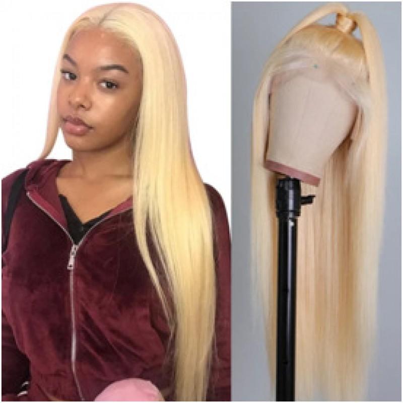 Long Straight Synthetic Wig With Center Part Bangs Women Black Or Golden Non-Heat Resistant Oval Face Friendly