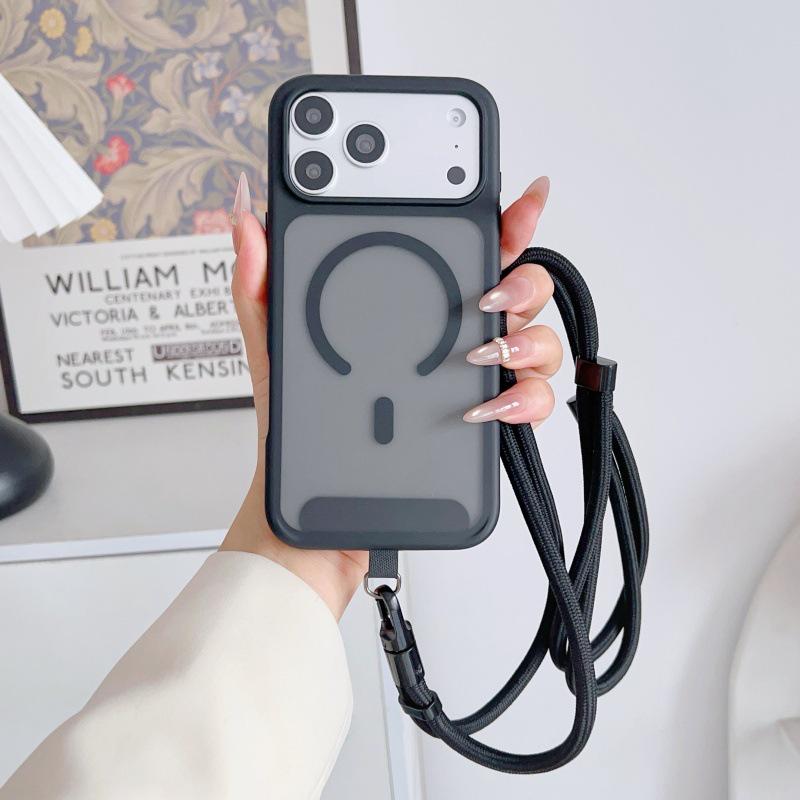 

Matte Skin-Feel Magnetic Buckle Crossbody Phone Case for iPhone 17 Pro & Air 16-12 Samsung S26
