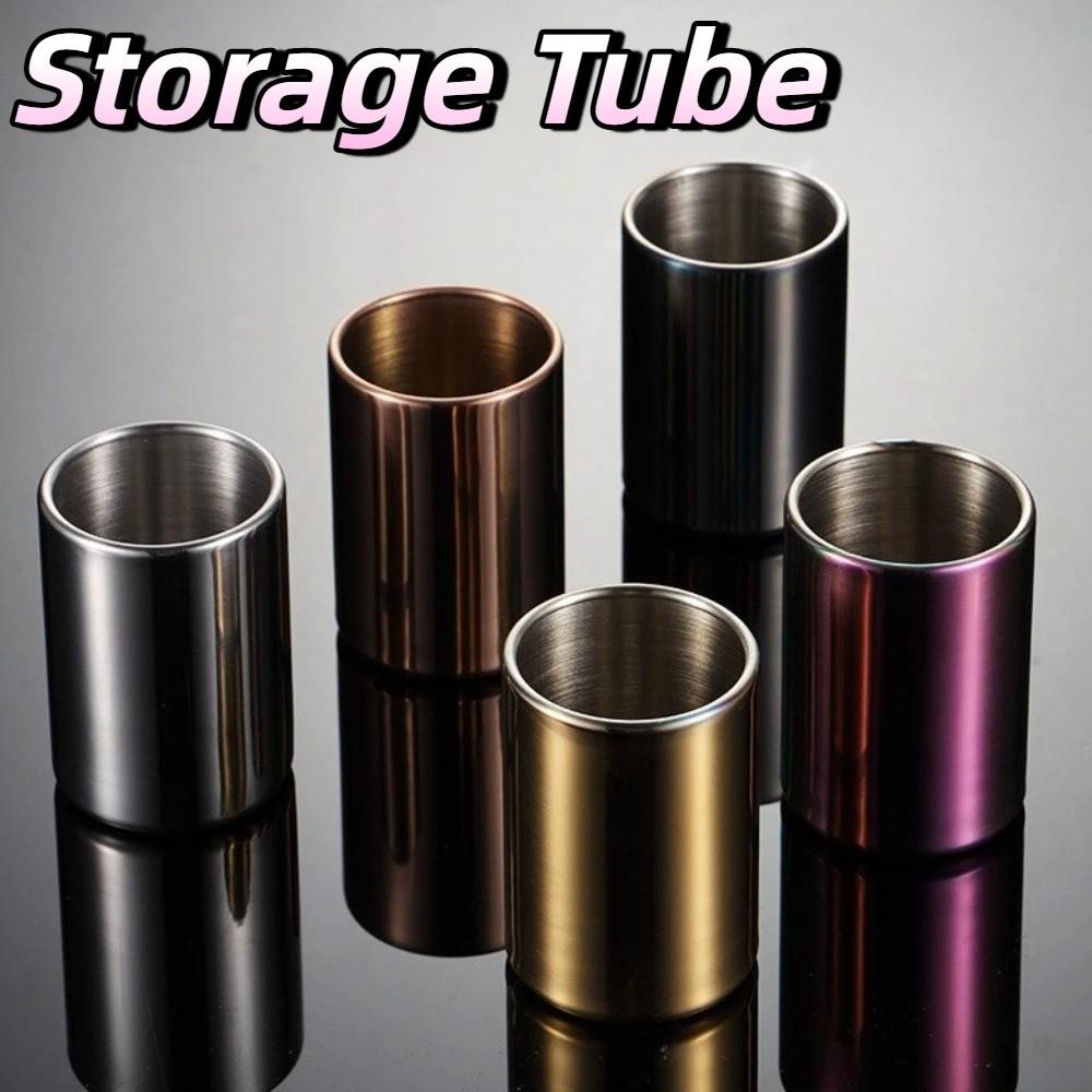 Cylinder Fruit Fork Holder Stainless Steel Mini Metal Box Toothpick Jar Holder Dining Table