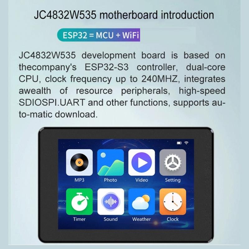  JC4832W535 Board 3.5" Capacitive Touches IPS Display WiFi & Wireless for IoTs Remote Control Development Board