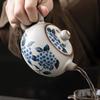 Ru Kiln Chinese Retro Teapot Teacup Lard Frozen Ru Qing Hydrangea Xishi Pot 1 Pot 2 Cups Ceramic Bubble Teapot Office Decoration