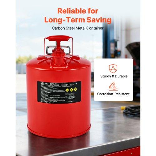 VEVOR Safety Gas Can, 19 L Type II Red Safety Can for Gasoline with Stainless Steel Flame Arrester, Self-Closing Lid, and Flexible Metal Spout
