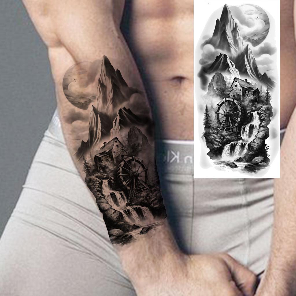 1 Sheet 3D Watercolor Universe Planets Temporary Tattoos For Men Women Long Lasting Waterproof Fake Tattoo Sticker Body Arm Art