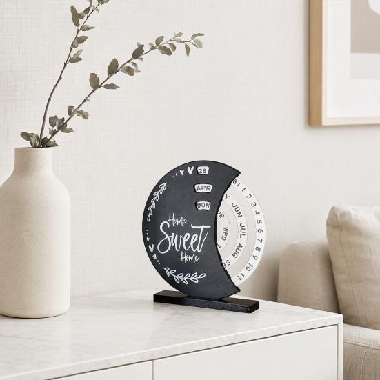Creative Perpetual Calendar, 3 Layer Rotating Date Desk Decor, Vintage Monthly Calendar for Home Office