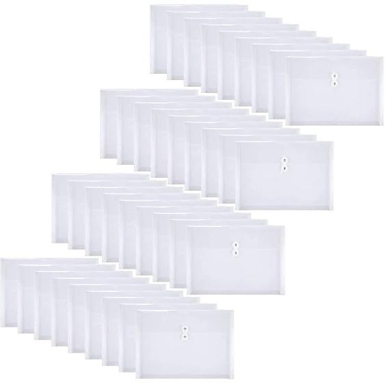 18 Packs Legal Size Plastic Filing Envelopes Clear File Folders with String Closure for Office School or Home