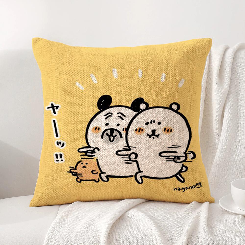 Cute J-Jokes Bear Cushion Cover Summer Coolness Linen Fabric Double-Sided Printing Pillow Case Sofa Home Decor Gift