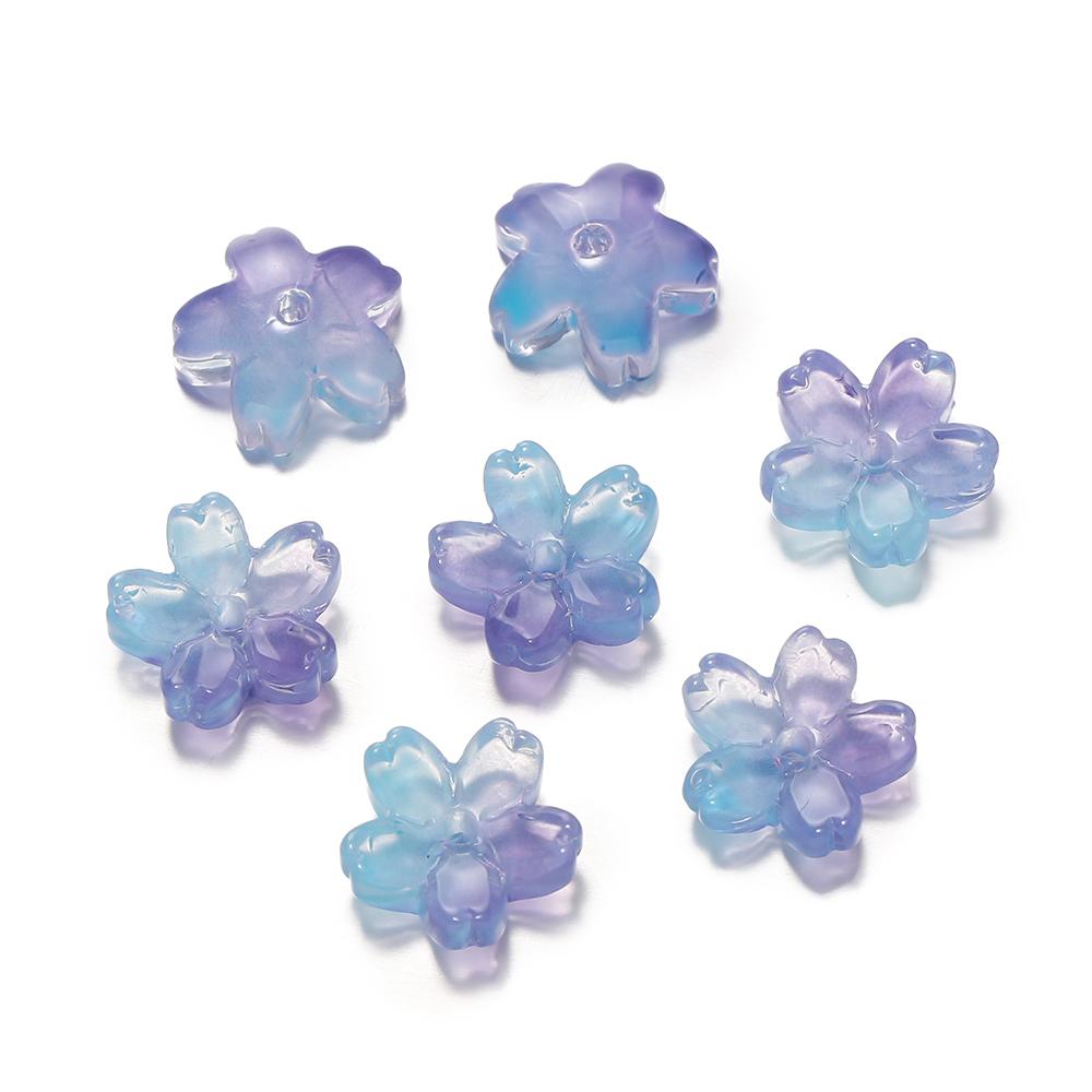 10Pcs/lot Glass Gradient Beads Cherry Blossom Scattered Beads Handcrafted DIY Production Jewelry Craft  Bracelet Accessories