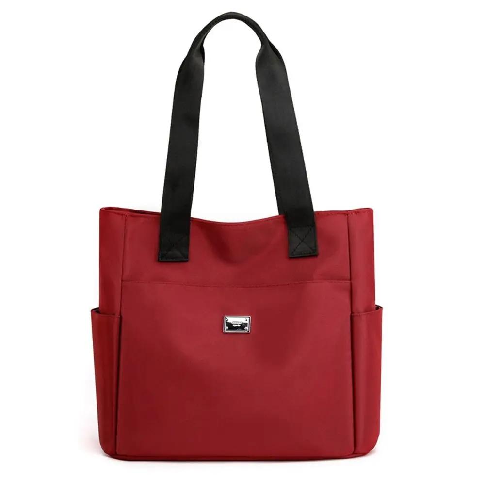 

Large Capacity Handbag Shoulder Bag Lightweight Waterproof Nylon Shoulder Bag Tote Bags For Work School красный
