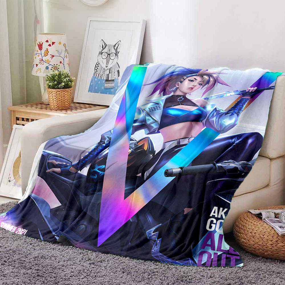 1pc Blanket - LOL-KDA kaisa ahri akali Print Design,Lightweight Blanket for Sofa,Bed- Soft &Warm,Gift for All Seasons