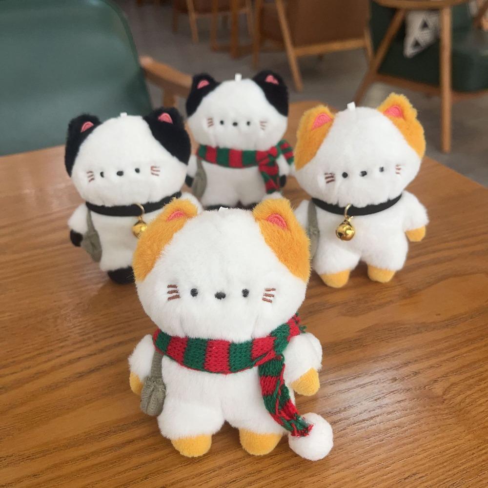 Travel Kitten Cat Plush Keyring Scarf Plush Cat Doll Keychain Plush Cat Bag Pendant  Couple Gift
