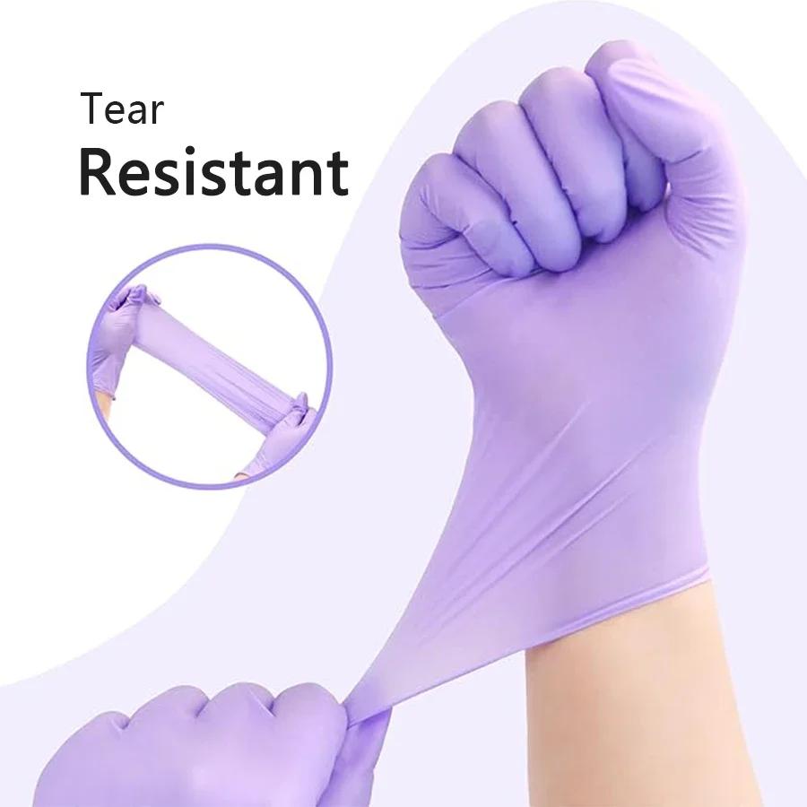 10/20/50/100PCS Purple Disposable Nitrile Gloves,Waterproof Latex Free,For Household Cleaning  Food Safe Protective Work Gloves