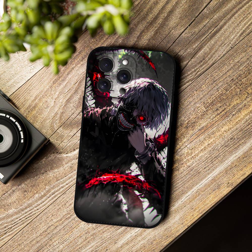 R-Tokyo Ghoul Kaneki Ken Phone Case For Iphone 16 15 11 13 14 Pro Max 7 8 Plus X Xr Xs Max 12mini Black Shell Cover Case
