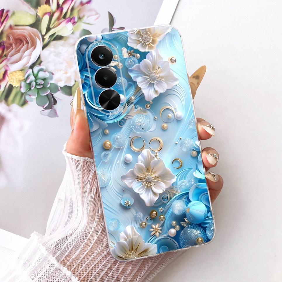 New Fashion Luxury Flower Butterfly Girly Painting Phone Case For Realme P4X RMX5108 Casing Soft Silicone Clear Back Cover