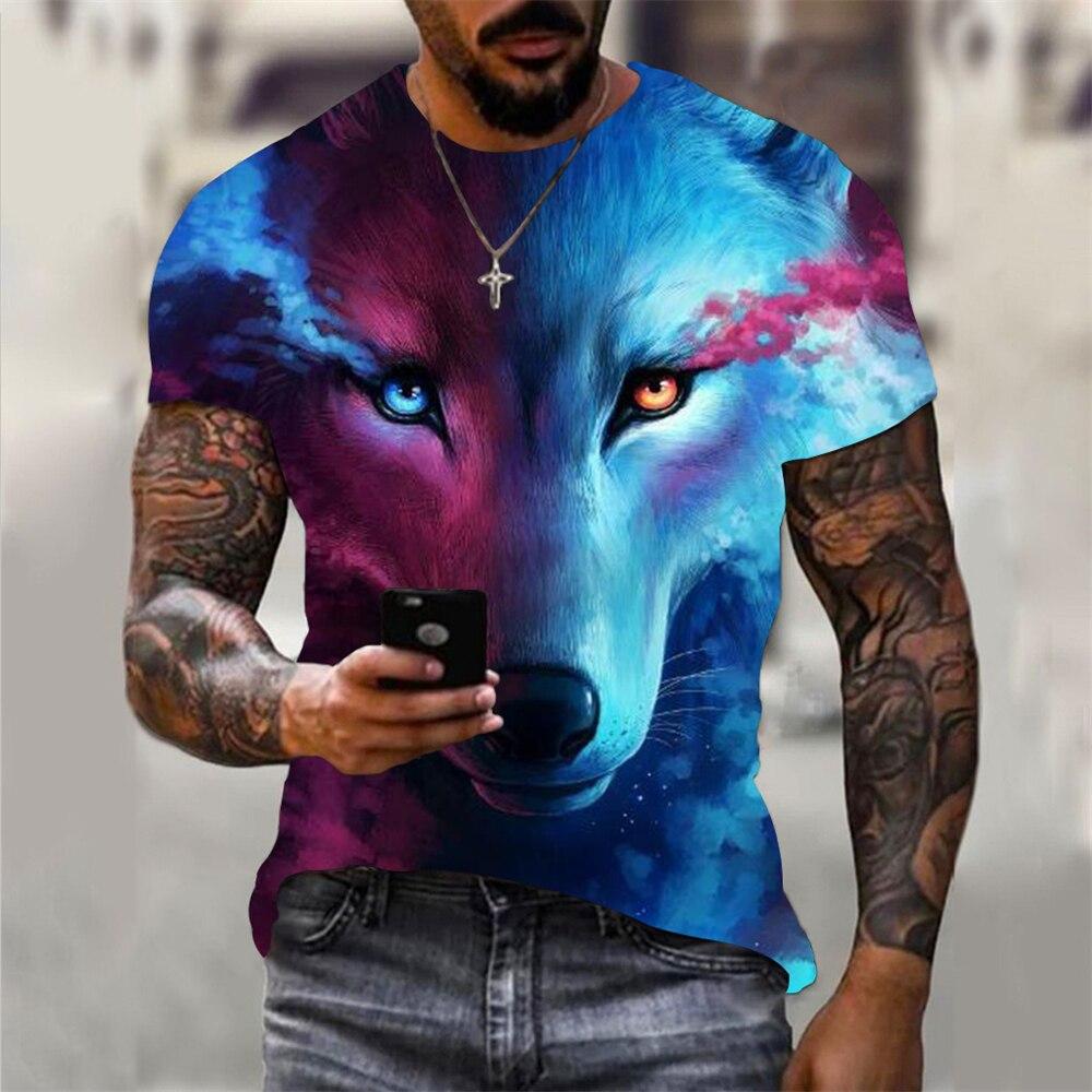 Animal print cool trend round neck short sleeved T-shirt summer fashion personality