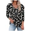 3/4 Petal Sleeve Shirts For Women Print Graphic Tees Blouses Uniform Overalls Pullover
