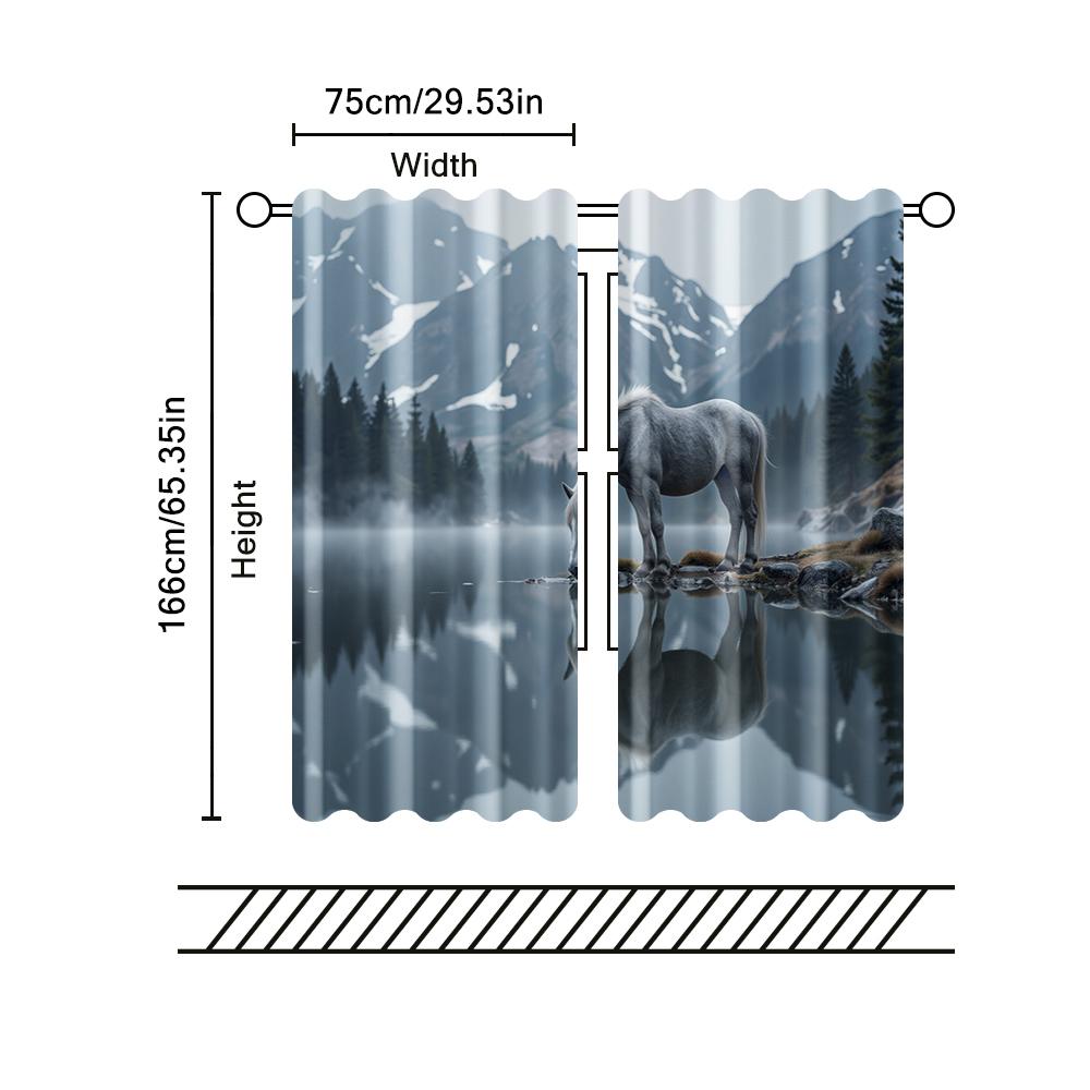 Filtering Curtains Excluding Rods Non Movable Without Batteries Majestic Horse Head Use Bedrooms Living Set Of 2 Made Polyester Bedroom Decor