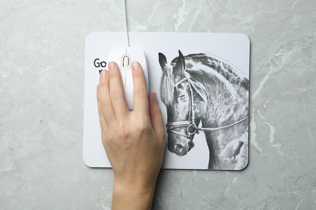 Friesian horse I - mouse pad with print, personalized pad with a horse, unique gadget for an office worker from the Art-Dog brand
