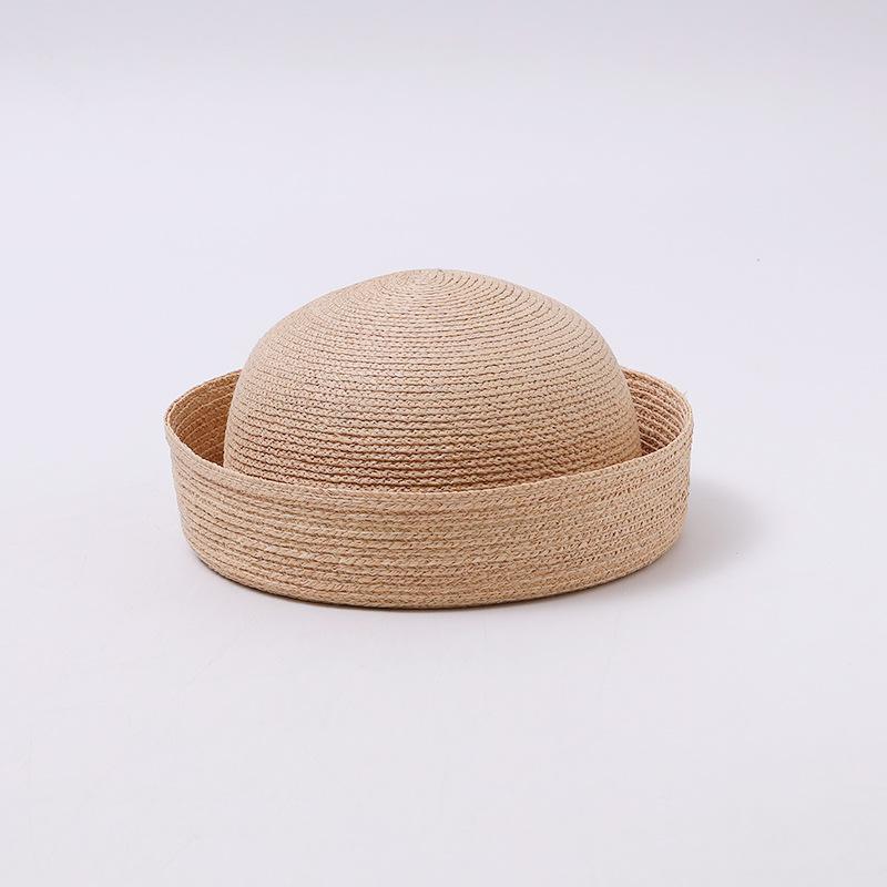 Premium sense solid color medicine box hat hot-selling big-name sailor hat simple breathable straw hat showing face small top hat
