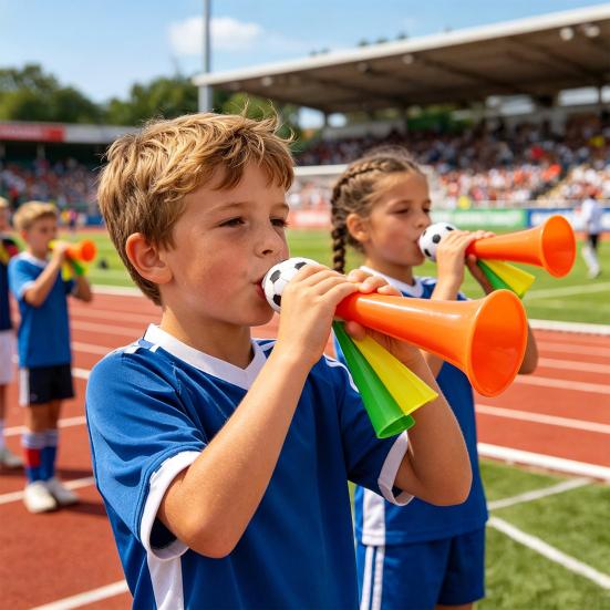 Huaqianguhh 2Pcs Soccer Cheering Horn, 3 Tone Sports Fan Noise Maker, Handheld Football Stadium Trumpet for Game Day, Party Accessory